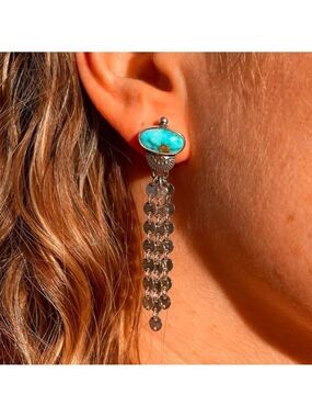 Turquoise and Silver Chain Earrings